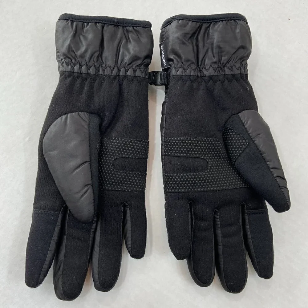 Head windproof fleece-lined black gloves, Small